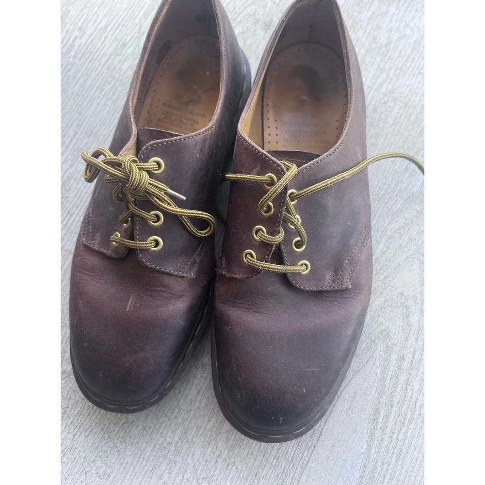 Dr Martens 7BEN59 Brown‎ Leather Oxford Shoes Made in England Mens 10 Lug Sole